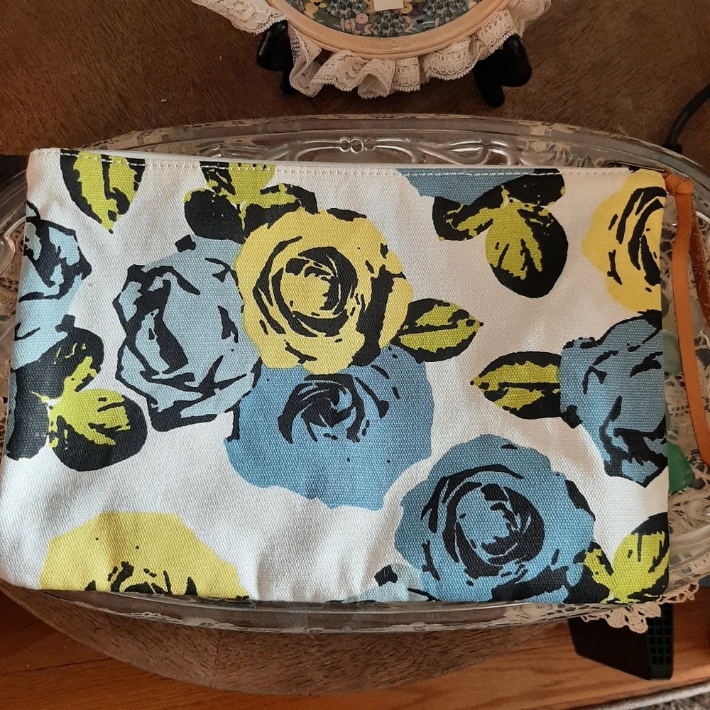 Loft soft Cotton bag/clutch W/ Faux Leather  Accent